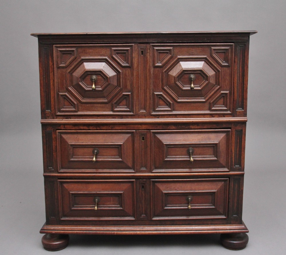 17th Century oak geometric chest of drawers