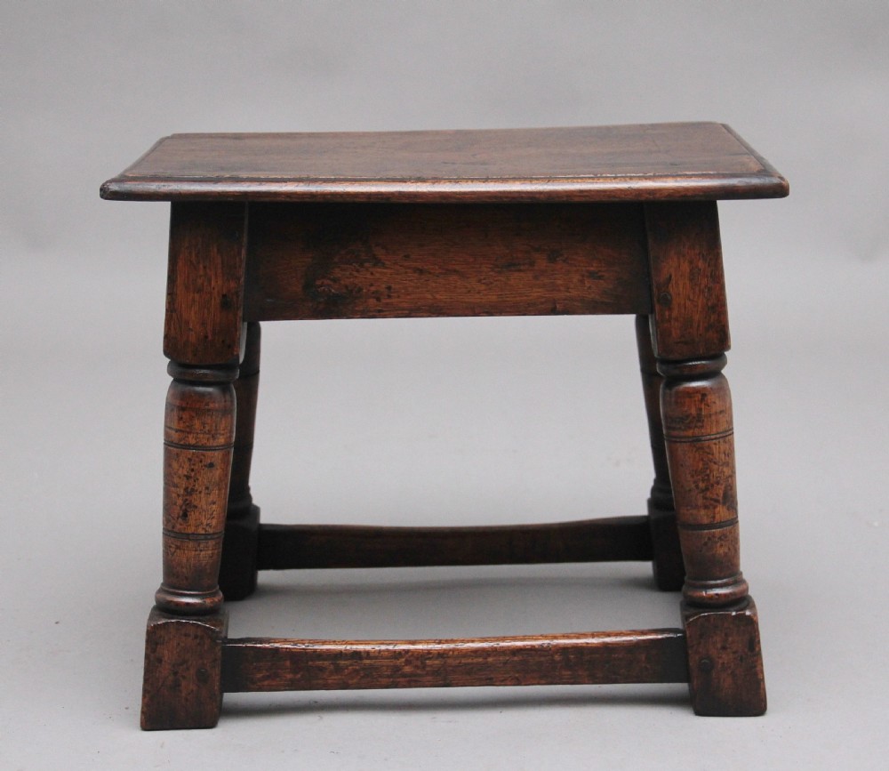 Early 20th Century oak joint stool View II