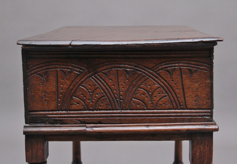 17th Century oak bible box on later stand View VI