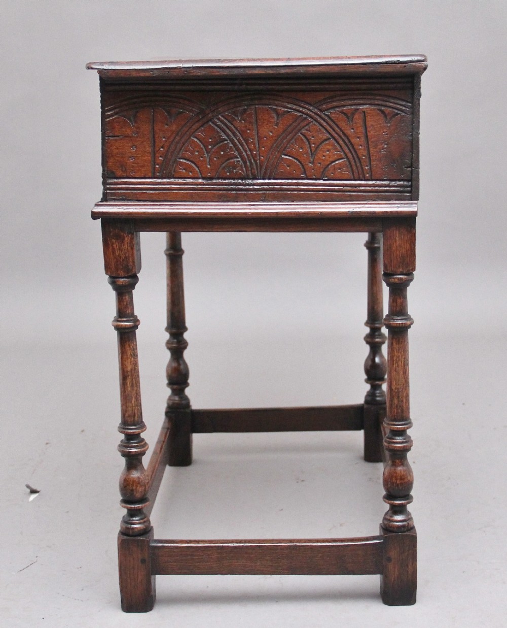 17th Century oak bible box on later stand View VIII