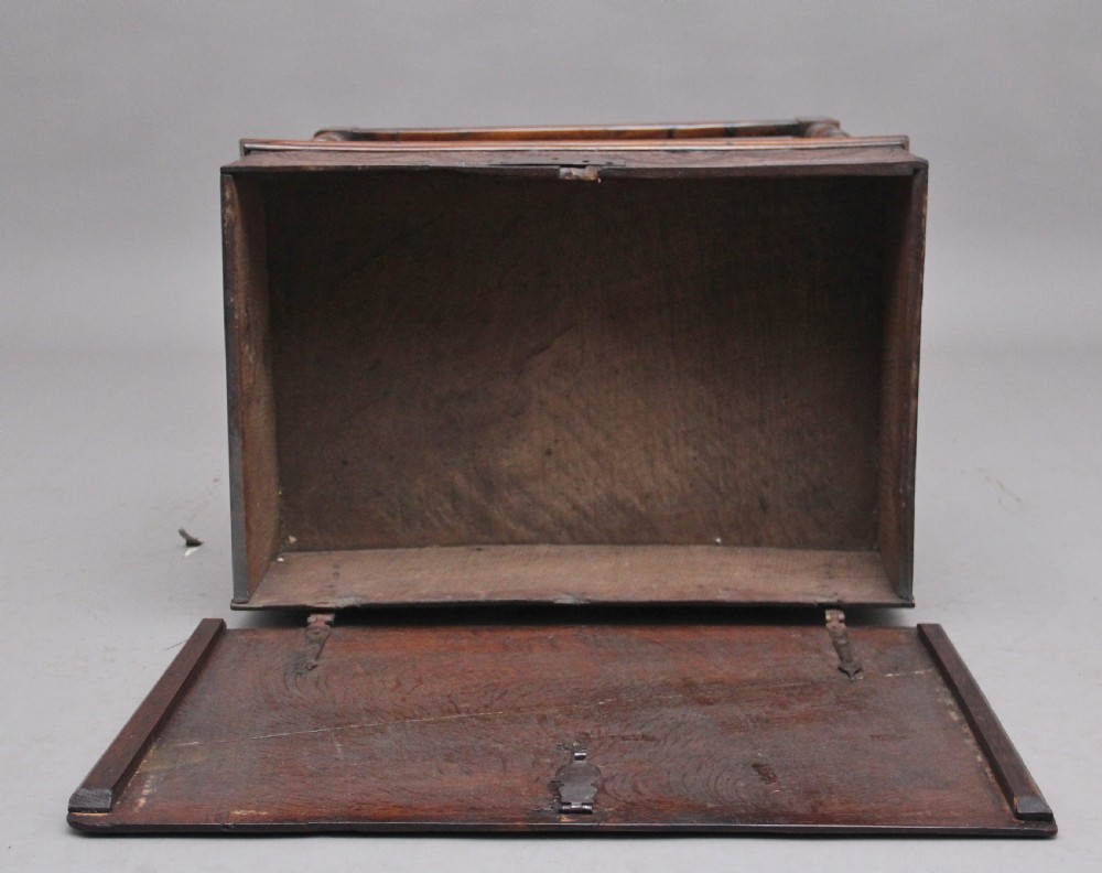 17th Century oak bible box on later stand View X