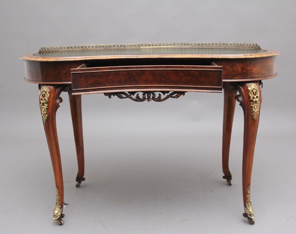 19th Century burr walnut writing table View II