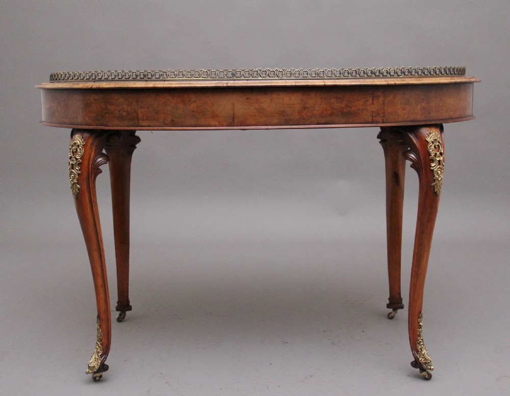 19th Century burr walnut writing table View VI