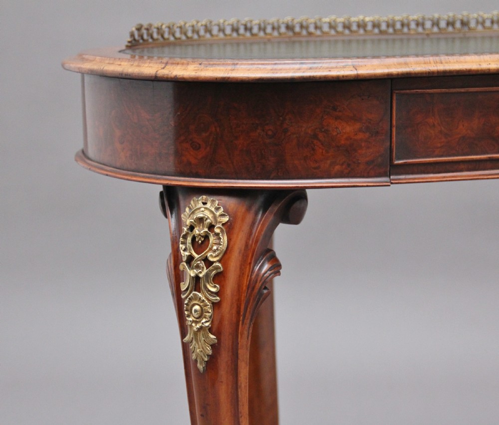 19th Century burr walnut writing table View X
