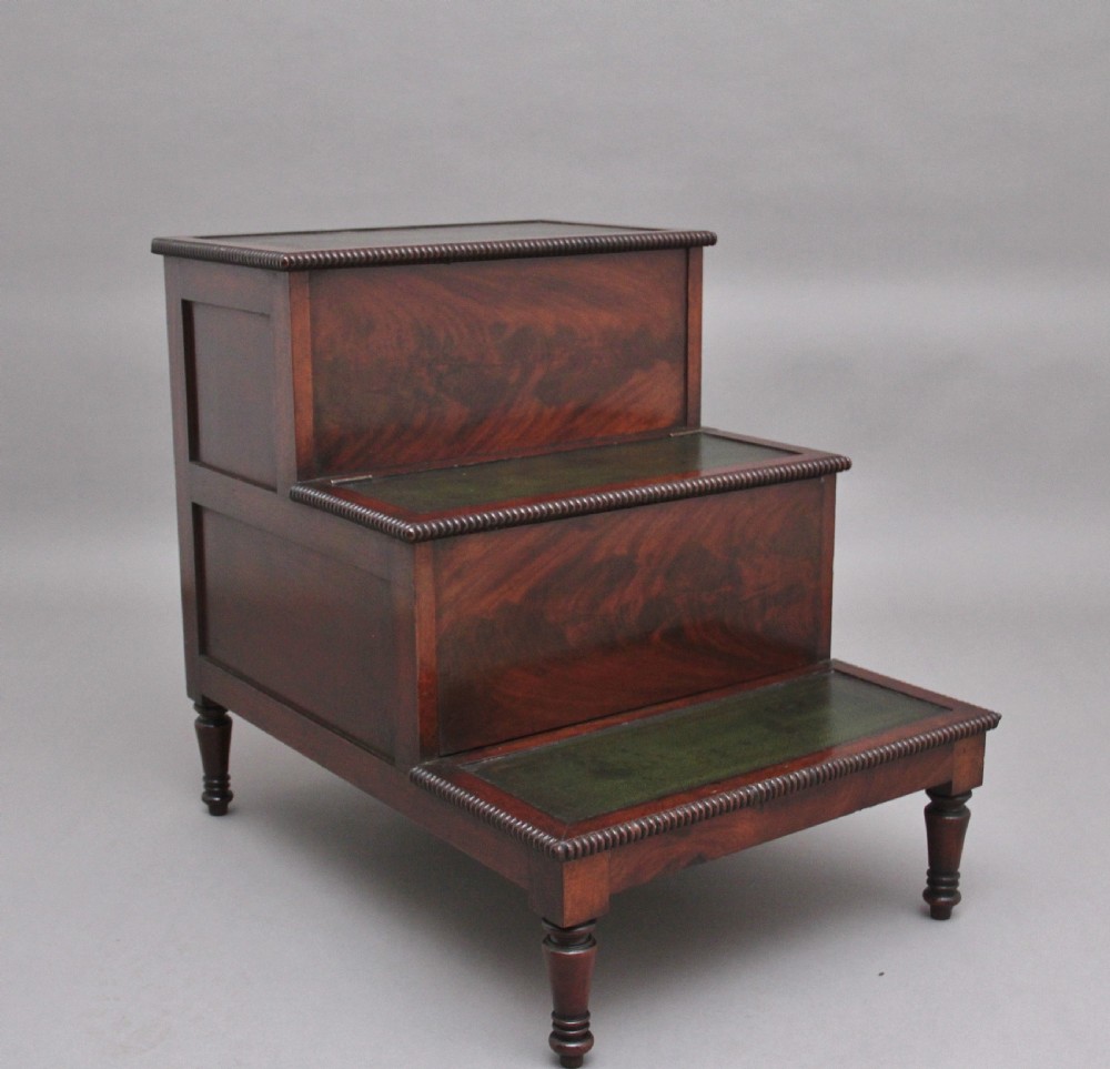 19th Century mahogany library steps