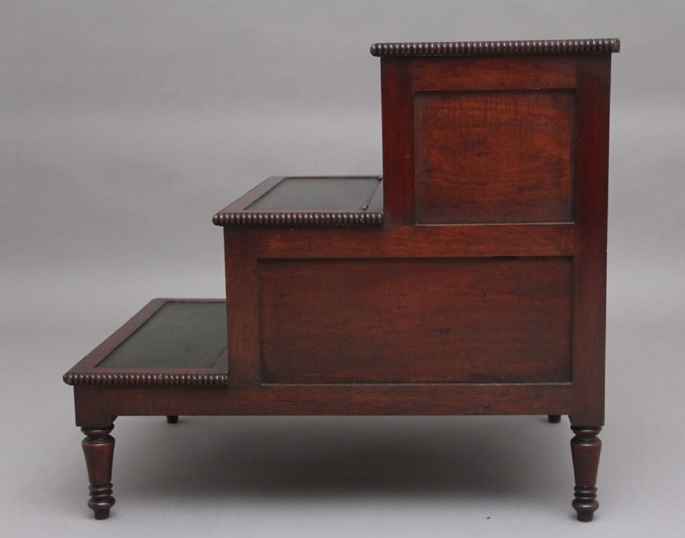19th Century mahogany library steps View IX