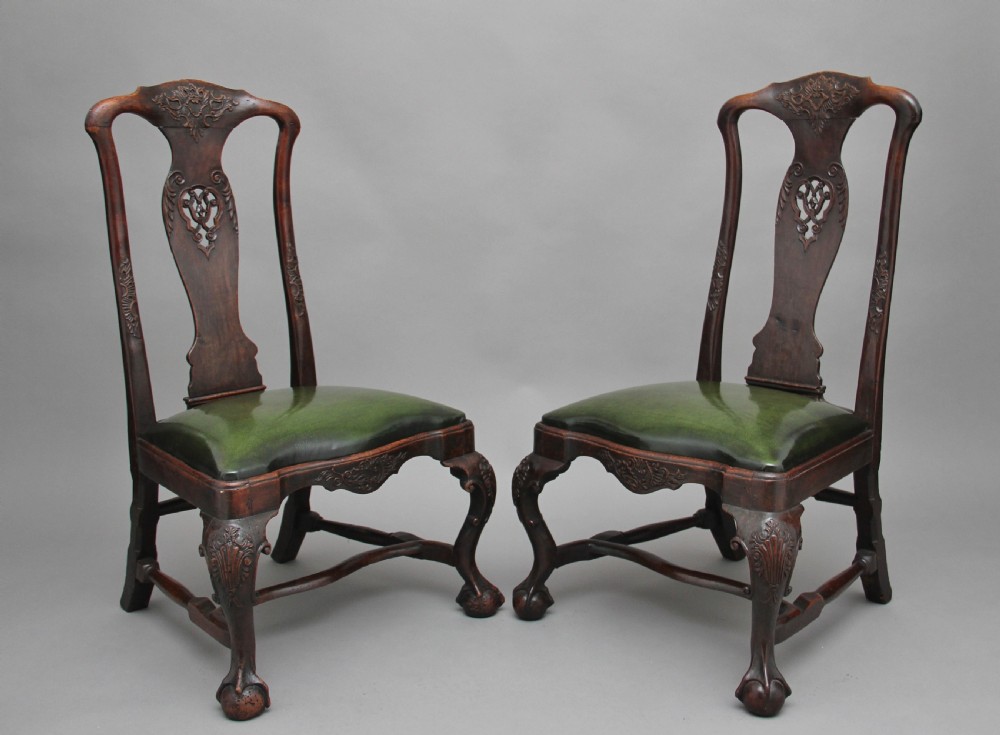 Pair of 18th Century walnut Portuguese chairs