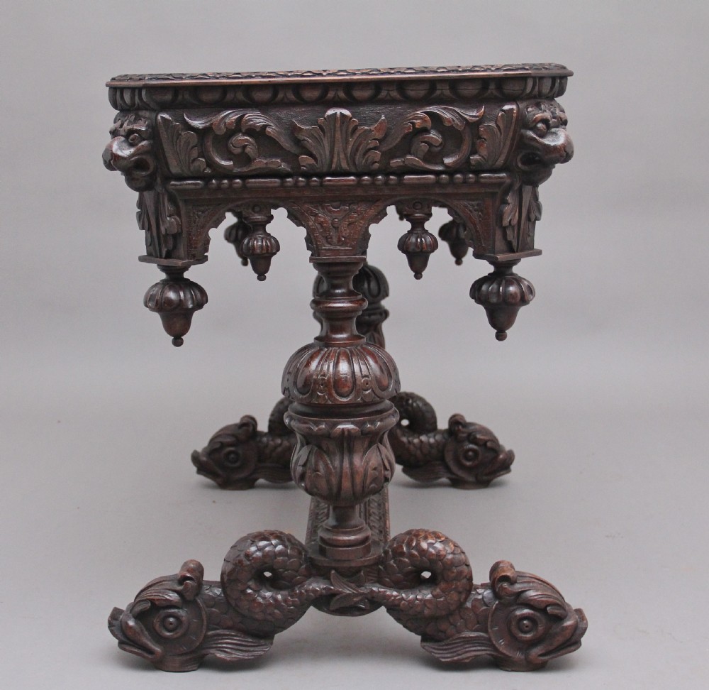 19th Century carved oak table View V