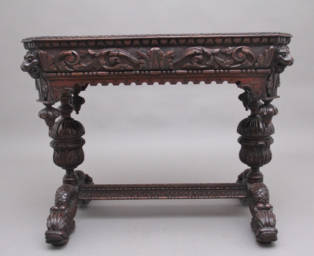 19th Century carved oak table View VI