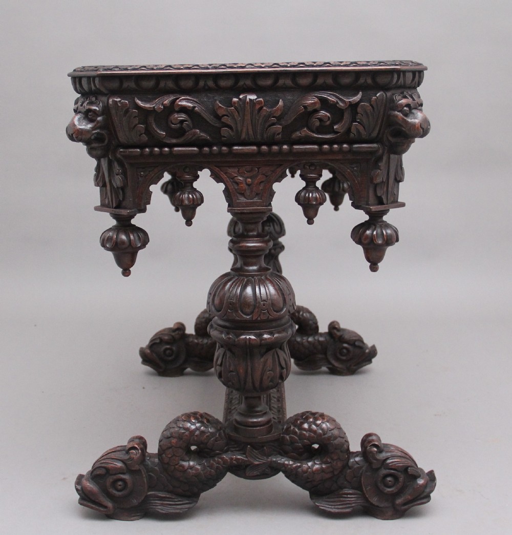 19th Century carved oak table View VII