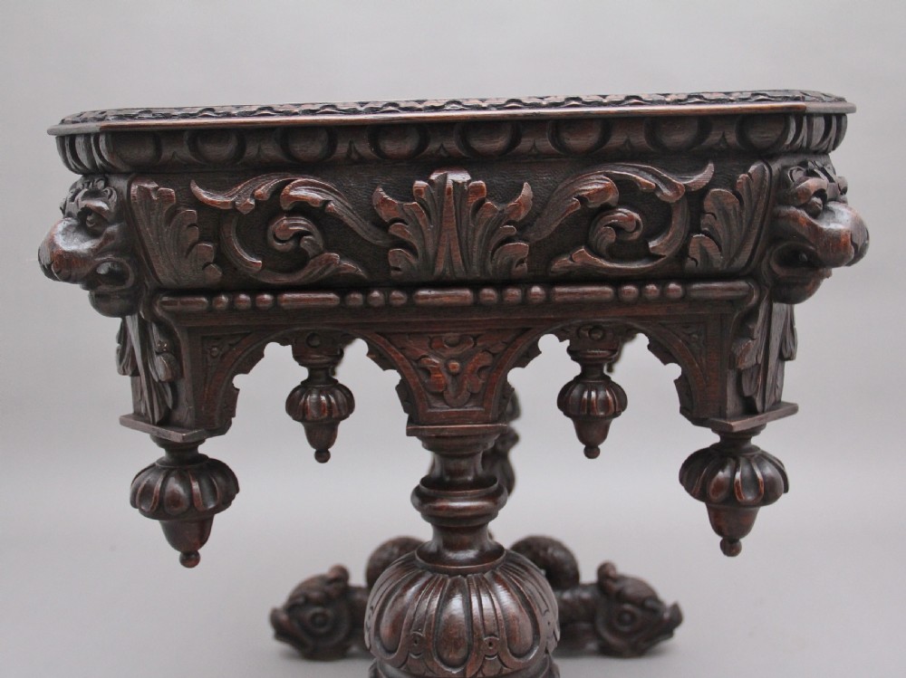 19th Century carved oak table View VIII