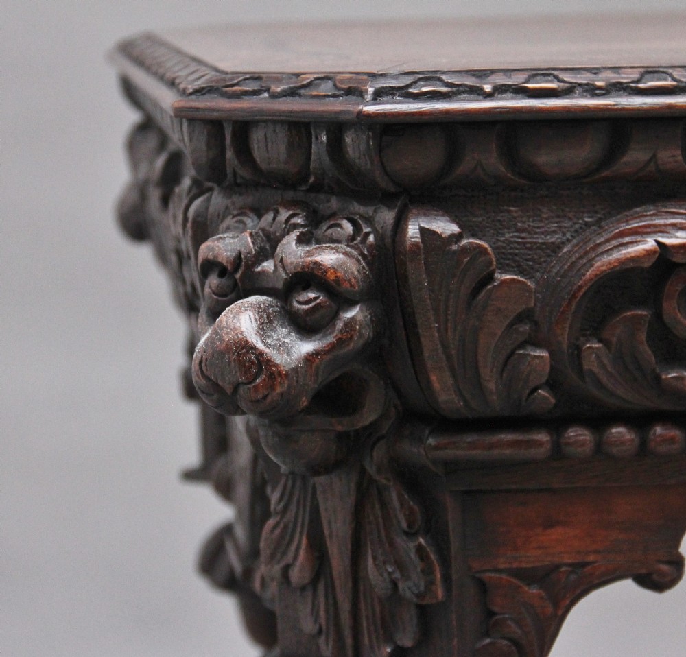 19th Century carved oak table View XII