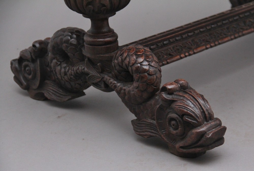 19th Century carved oak table View XIV