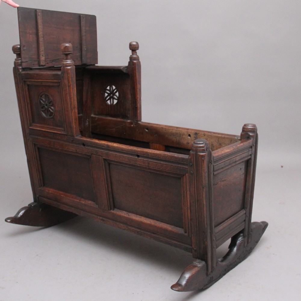 17th Century oak cradle  View II