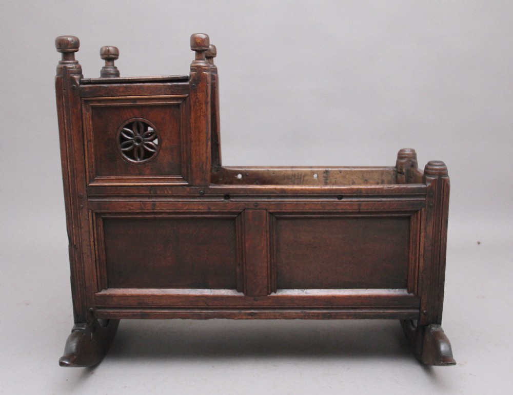 17th Century oak cradle  View III