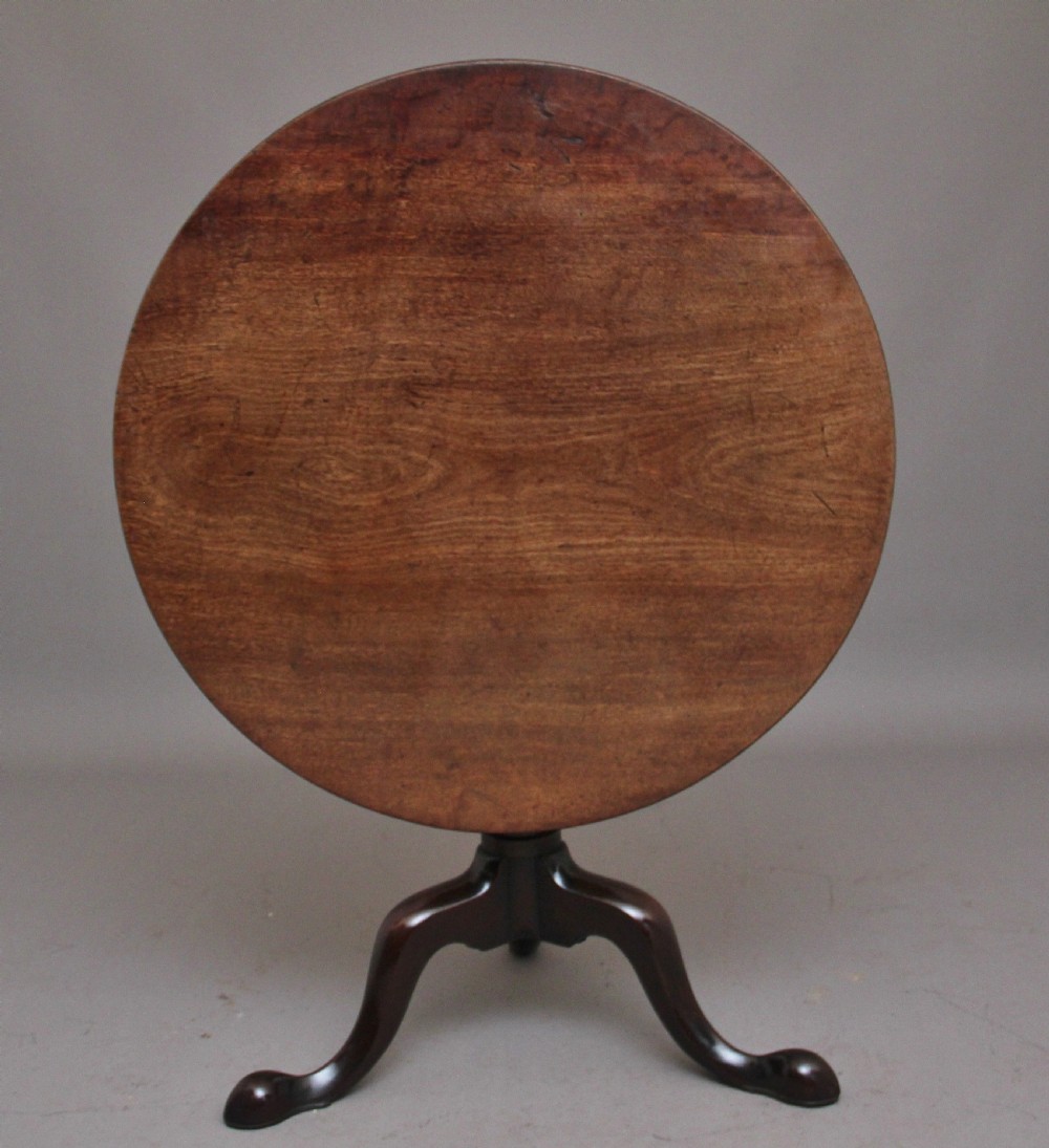 18th Century mahogany tripod table with a carved column View II