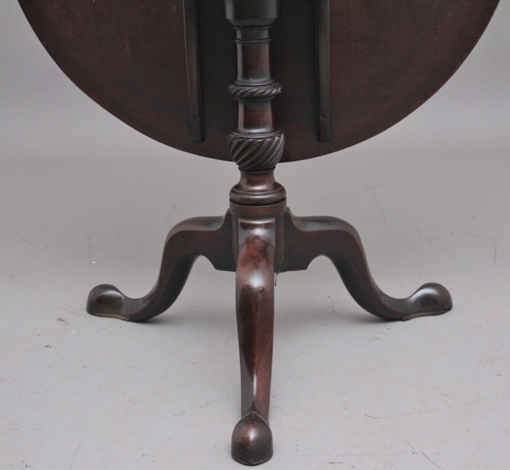 18th Century mahogany tripod table with a carved column View VI