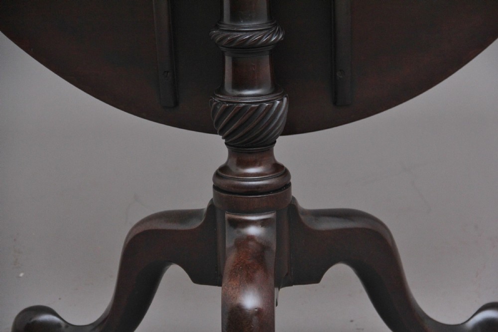 18th Century mahogany tripod table with a carved column View VII