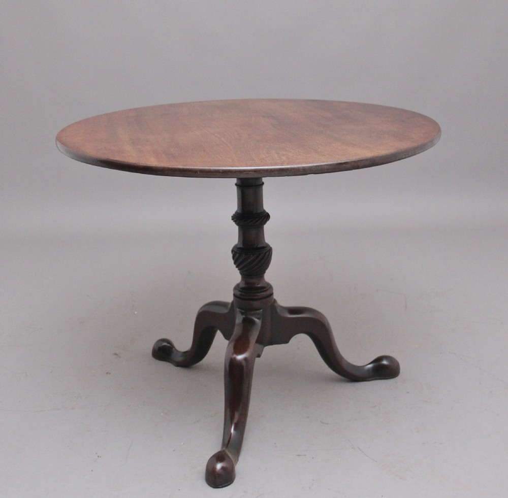 18th Century mahogany tripod table with a carved column View VIII