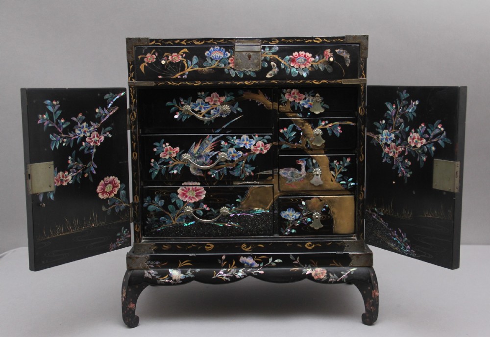 19th Century Japanese inlaid table top cabinet on stand View II