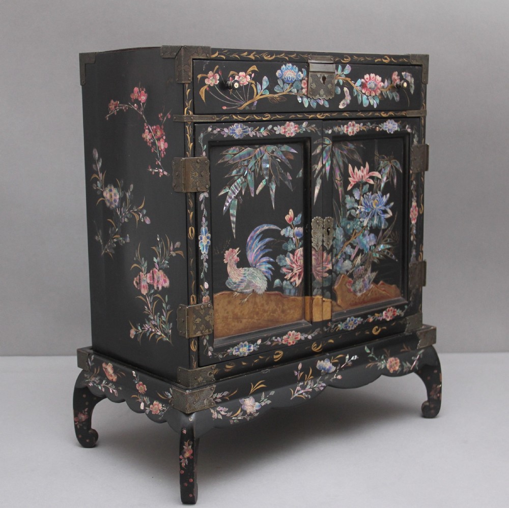 19th Century Japanese inlaid table top cabinet on stand View IV