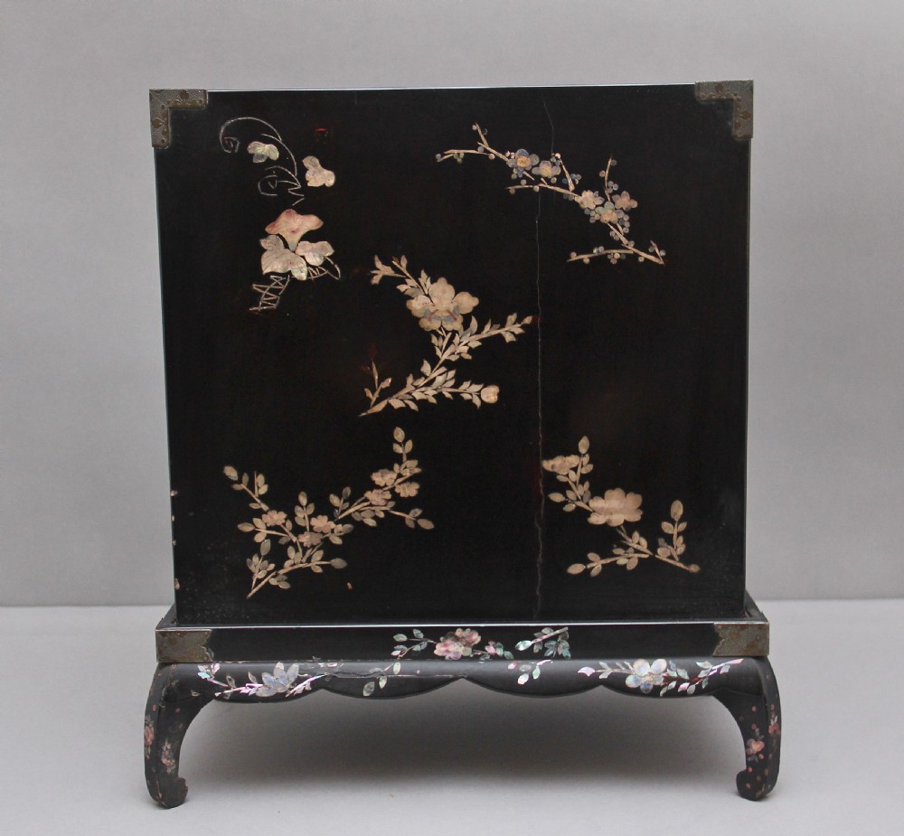 19th Century Japanese inlaid table top cabinet on stand View VII