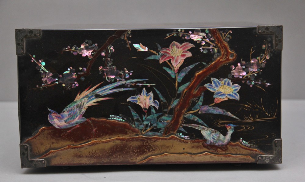 19th Century Japanese inlaid table top cabinet on stand View IX