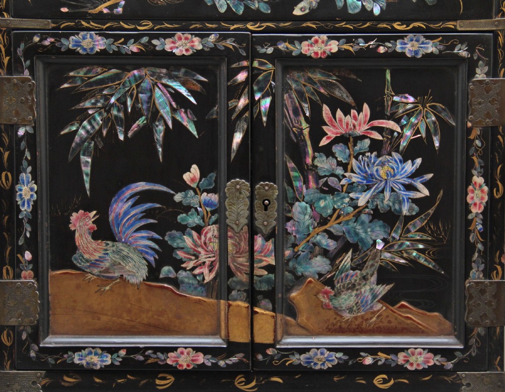 19th Century Japanese inlaid table top cabinet on stand View XI
