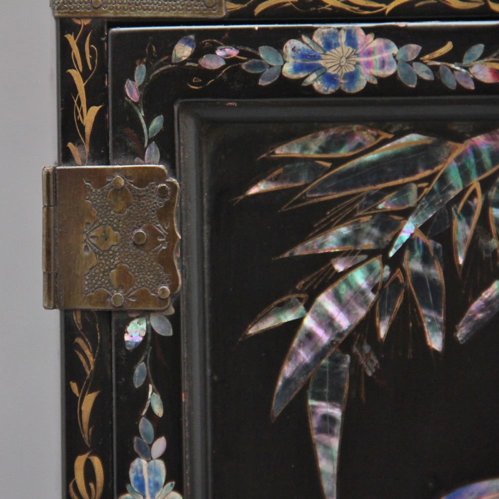 19th Century Japanese inlaid table top cabinet on stand View XII