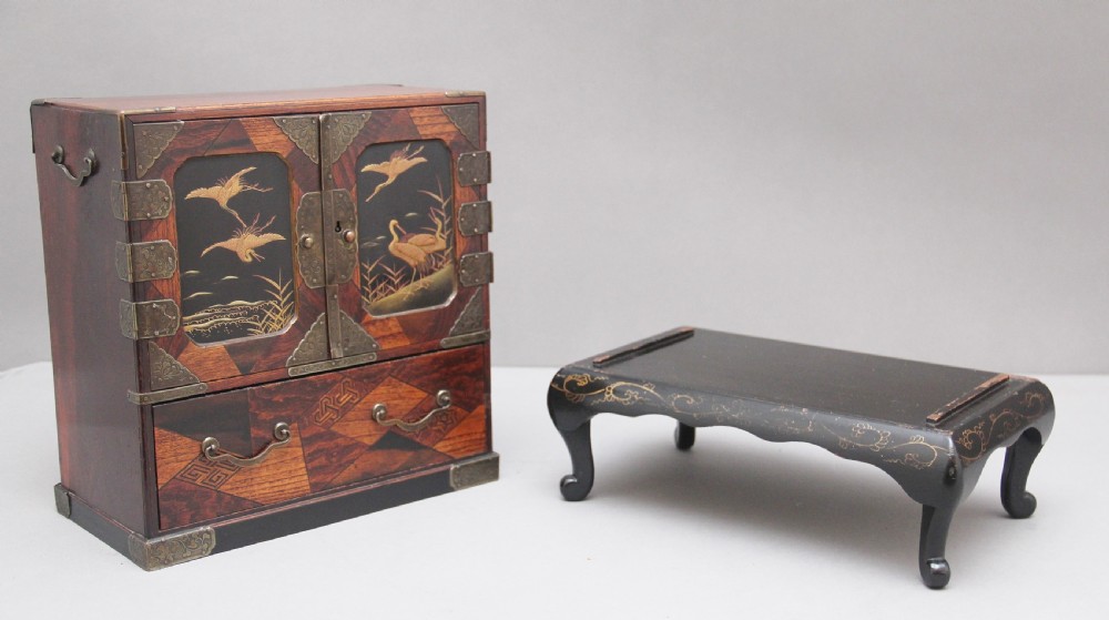 19th Century Japanese parquetry and brass mounted table top cabinet View XI