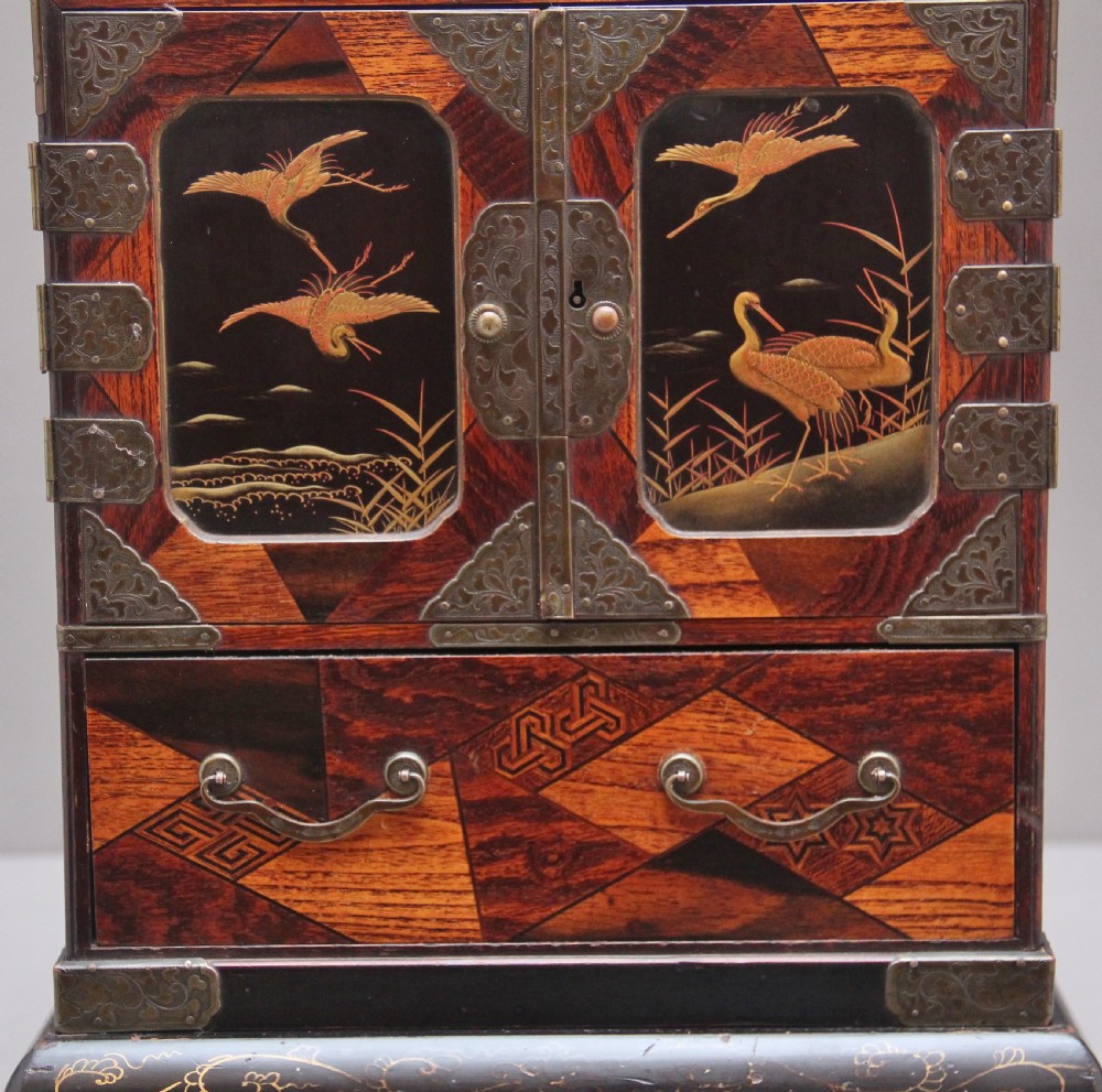 19th Century Japanese parquetry and brass mounted table top cabinet View XII