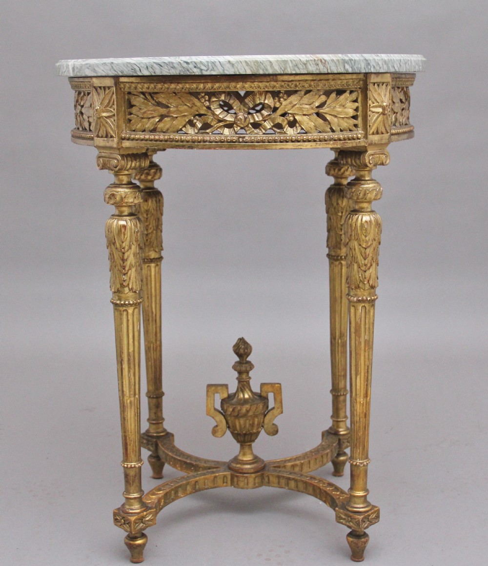 19th Century French gilt and marble top table