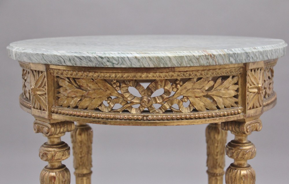 19th Century French gilt and marble top table View V