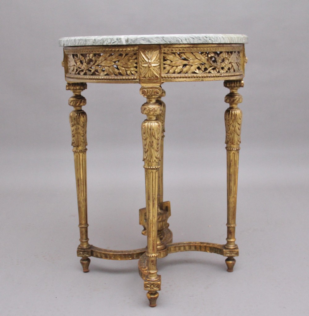 19th Century French gilt and marble top table View IX