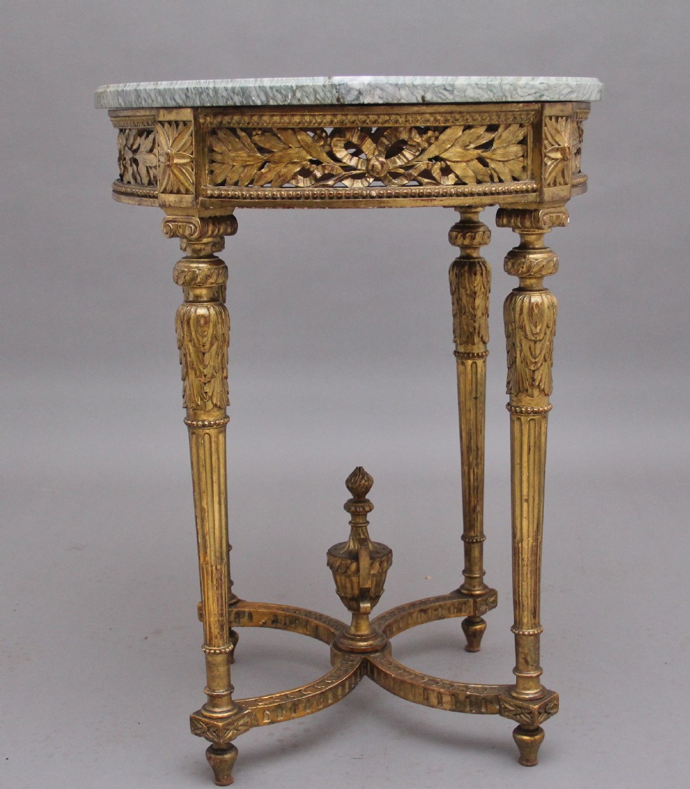 19th Century French gilt and marble top table View XII