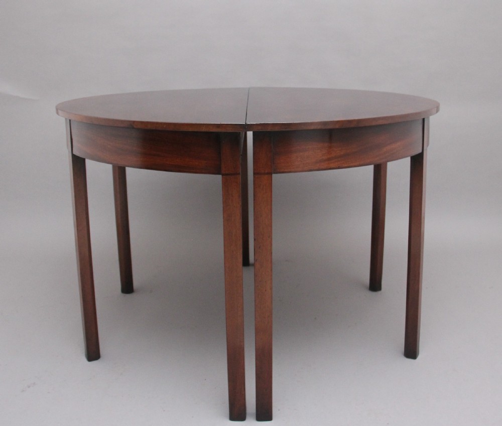 Pair of early 19th Century mahogany demi lune console tables View III
