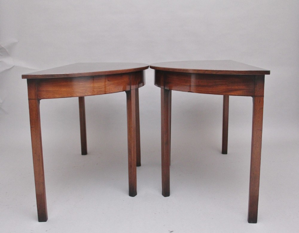 Pair of early 19th Century mahogany demi lune console tables View IV