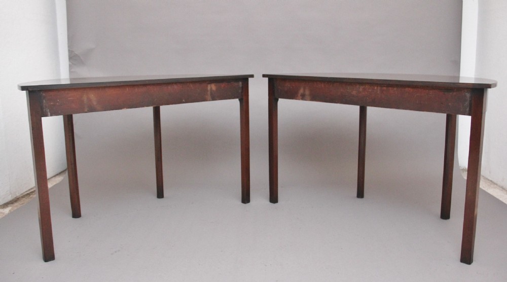 Pair of early 19th Century mahogany demi lune console tables View V