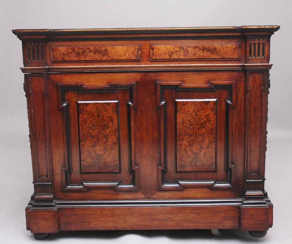 Large and impressive 19th Century walnut pedestal partners desk View VI