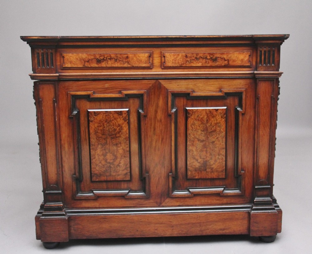 Large and impressive 19th Century walnut pedestal partners desk View X