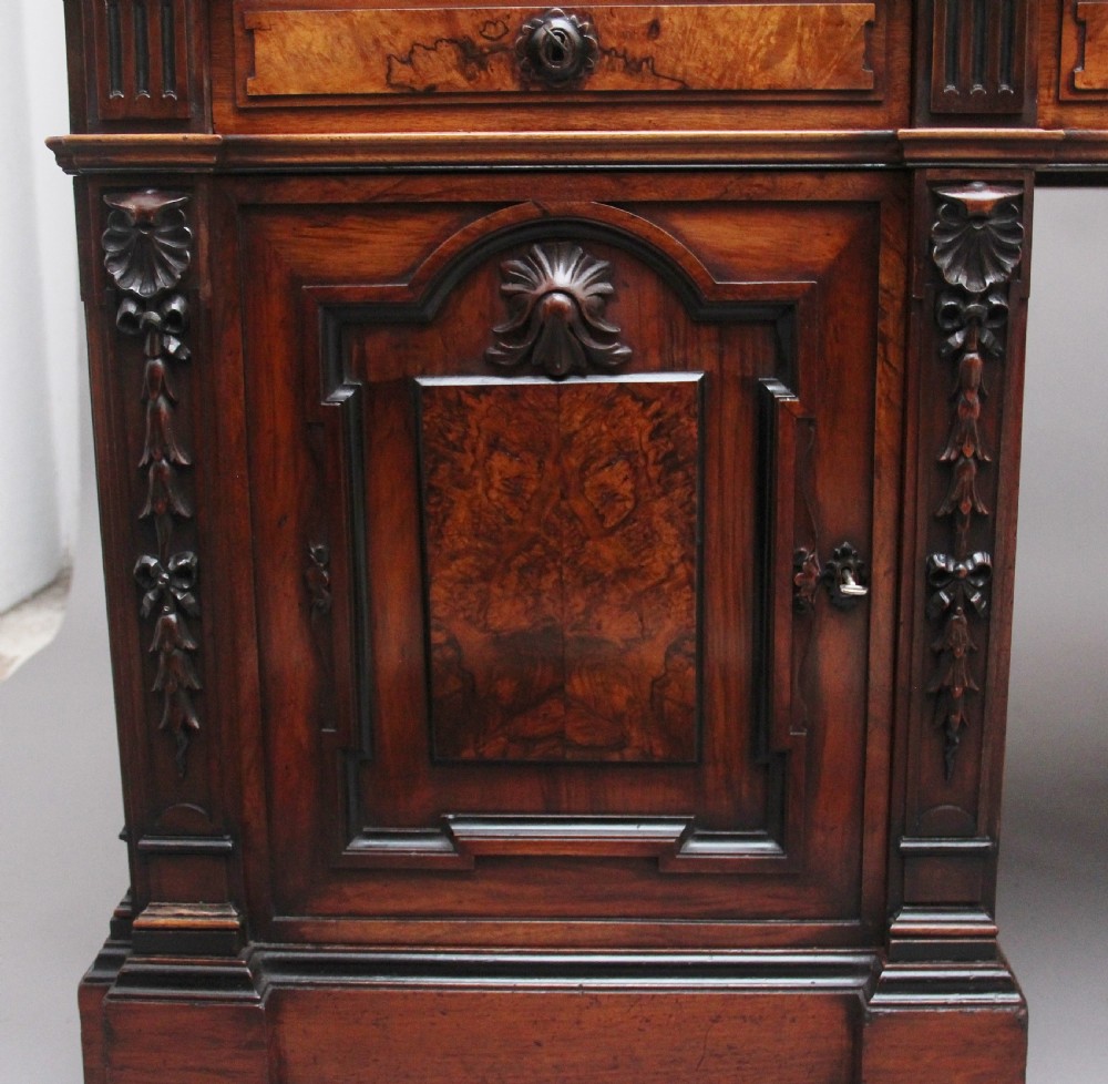 Large and impressive 19th Century walnut pedestal partners desk View XI