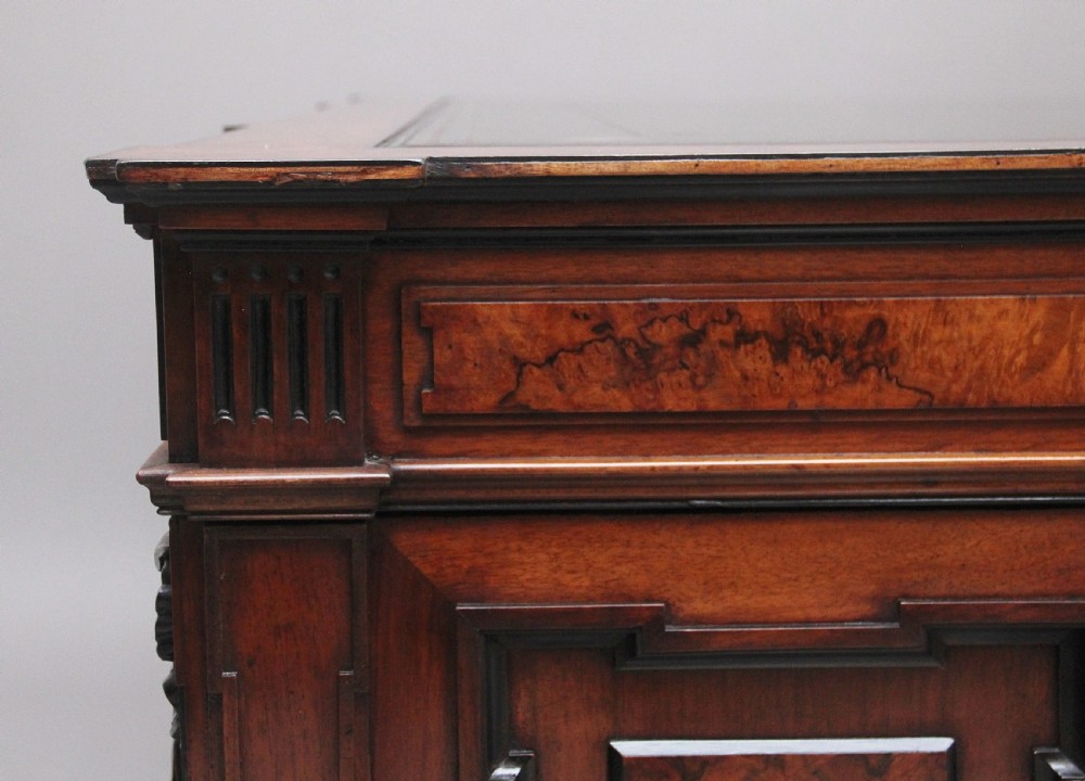 Large and impressive 19th Century walnut pedestal partners desk View XIII