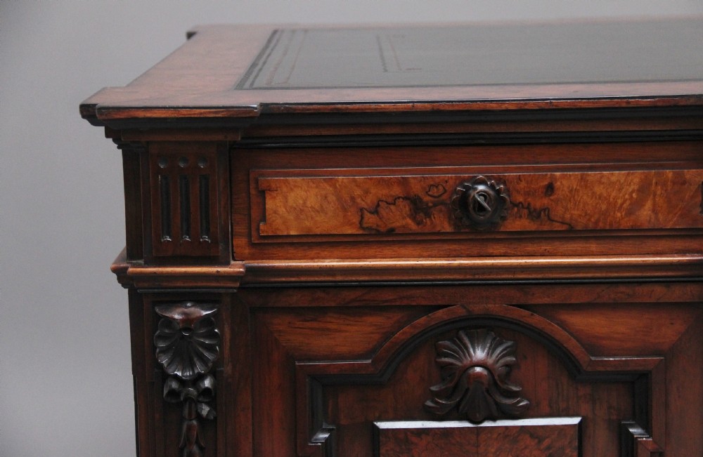 Large and impressive 19th Century walnut pedestal partners desk View XVI