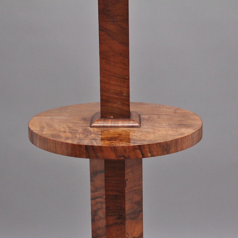 Early 20th Century Art Deco walnut standard lamp and shade View V