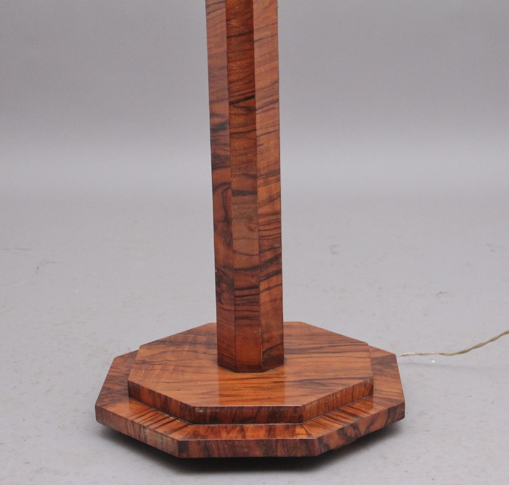 Early 20th Century Art Deco walnut standard lamp and shade View VII