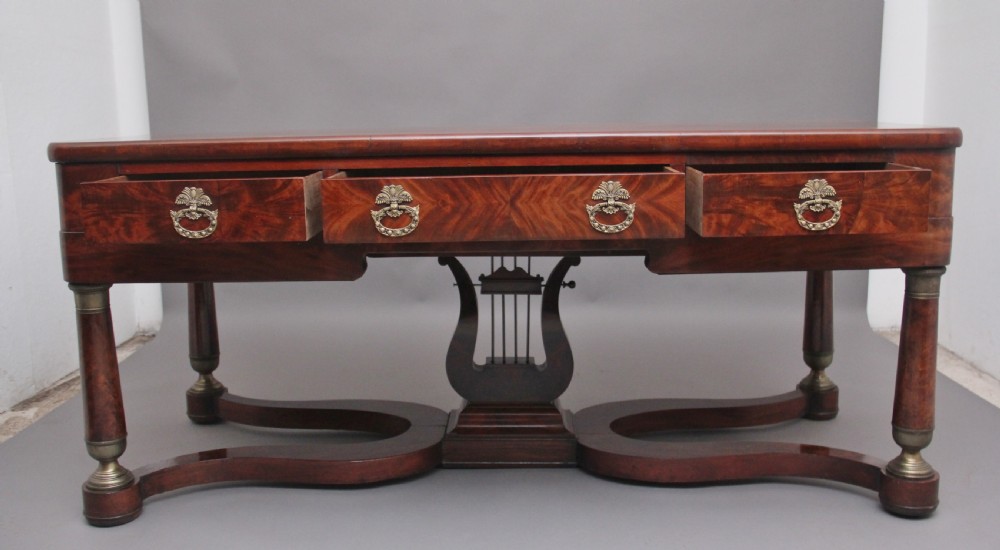 A large and impressive freestanding French 19th Century antique mahogany console table View II