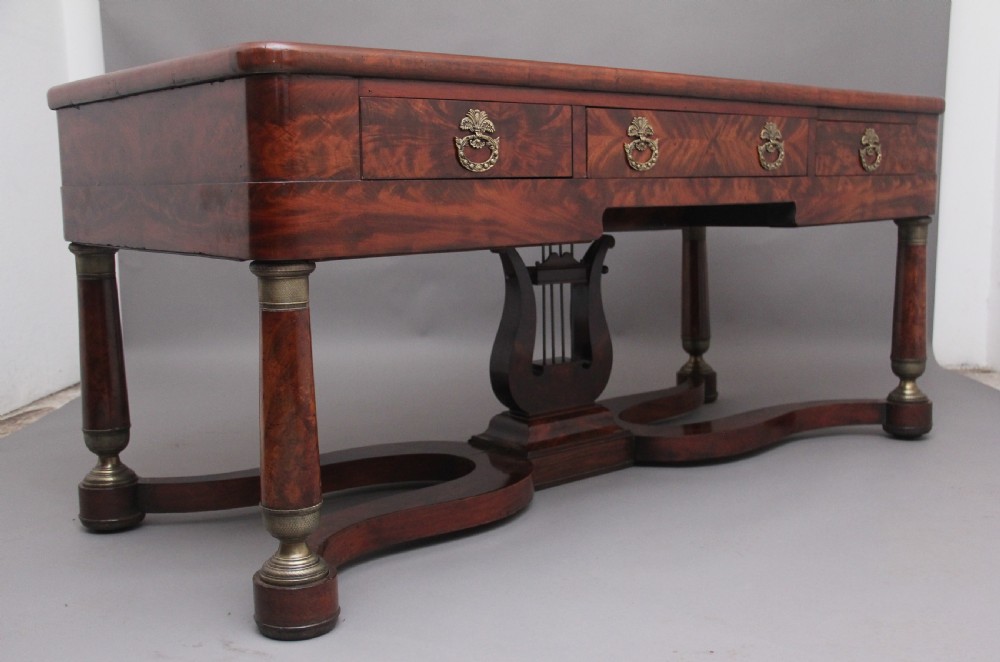 A large and impressive freestanding French 19th Century antique mahogany console table View III