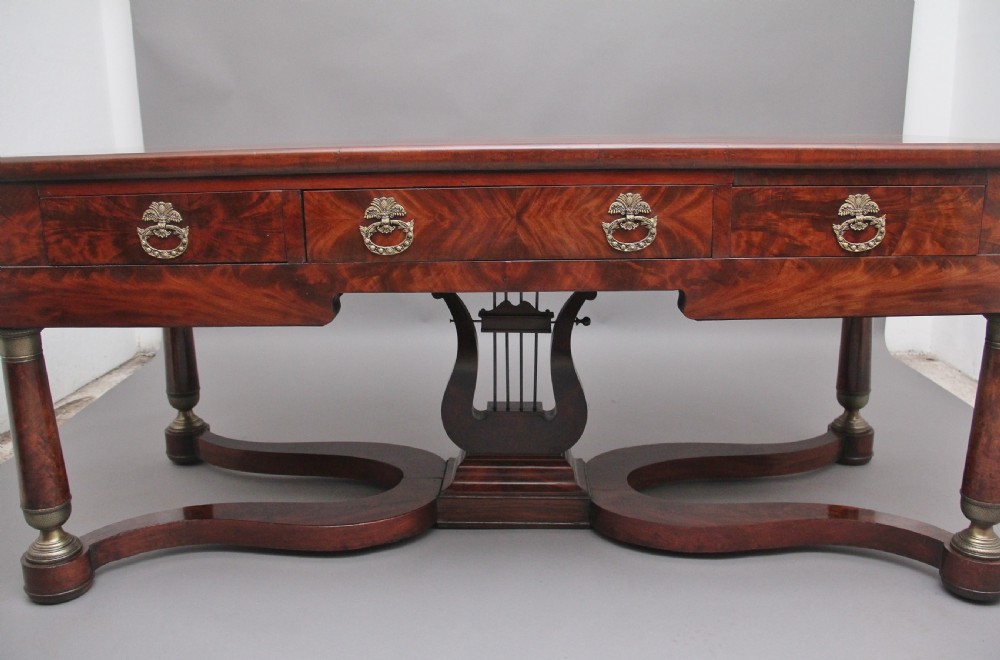 A large and impressive freestanding French 19th Century antique mahogany console table View X