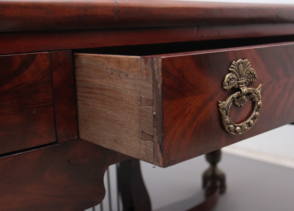 A large and impressive freestanding French 19th Century antique mahogany console table View XV