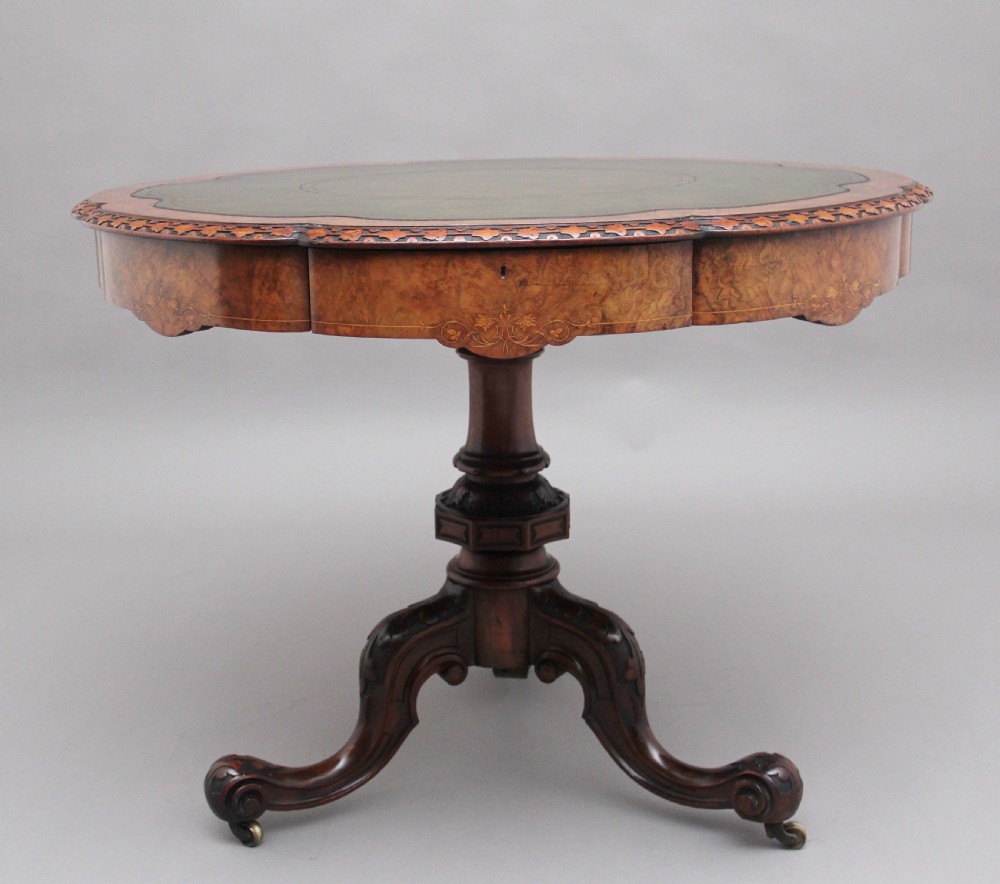 19th Century walnut drum table View II